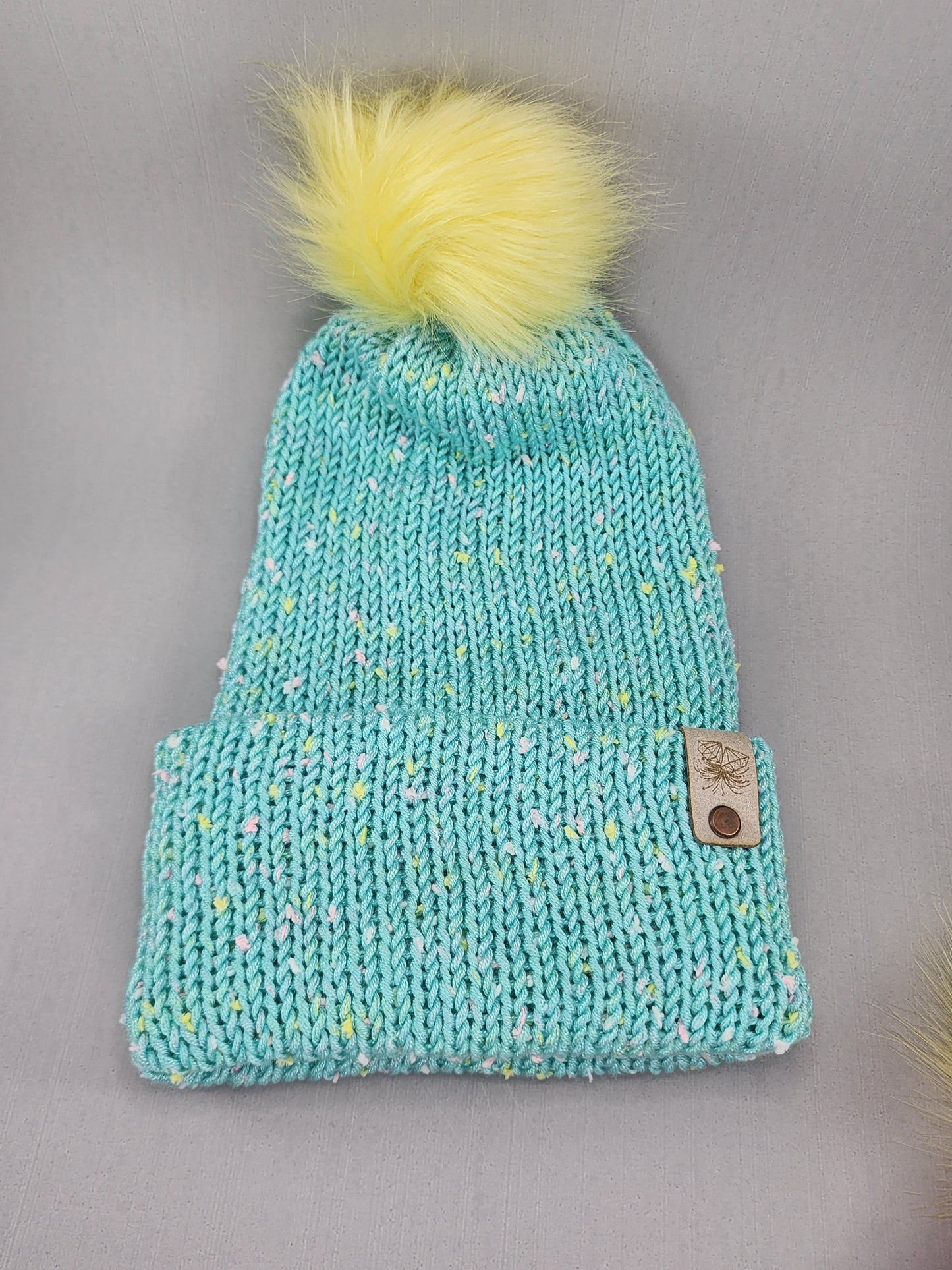 Teal Knit Beanie with Pom