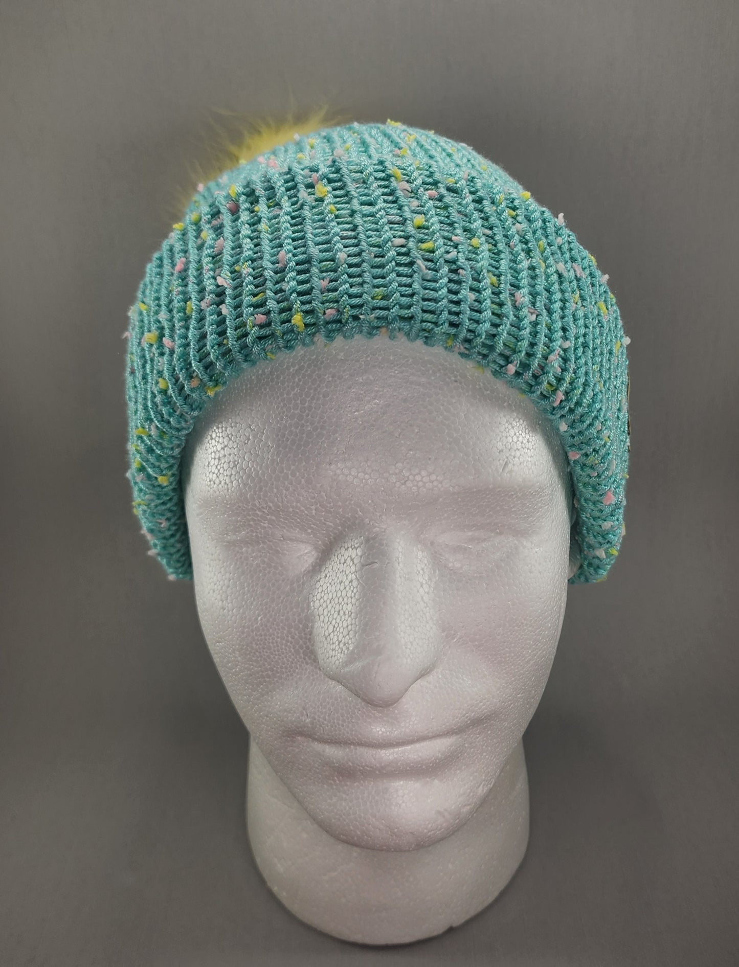 Teal Knit Beanie with Pom