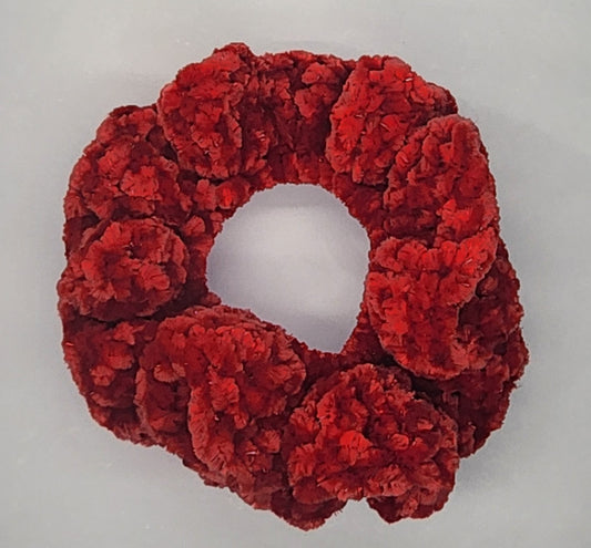 Velvet Hair Scrunchie - Coco Red