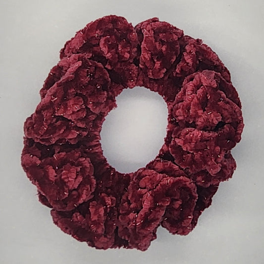 Velvet Hair Scrunchie - Dark Crimson