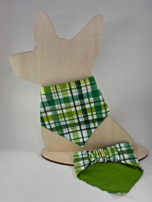 Scrunchie Dog Bandana - St Patrick's Plaid