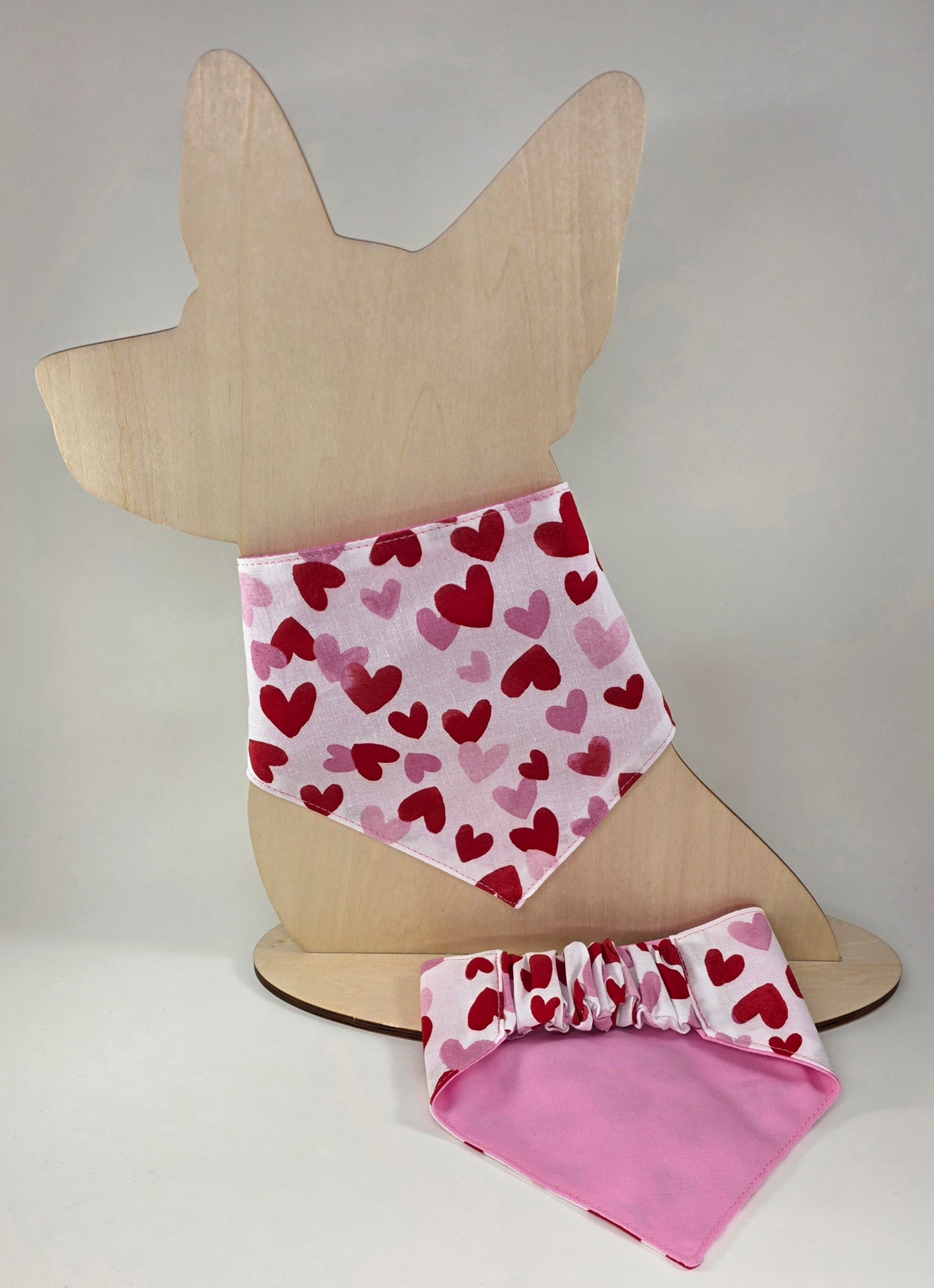Scrunchie Dog Bandana - Hearts On White