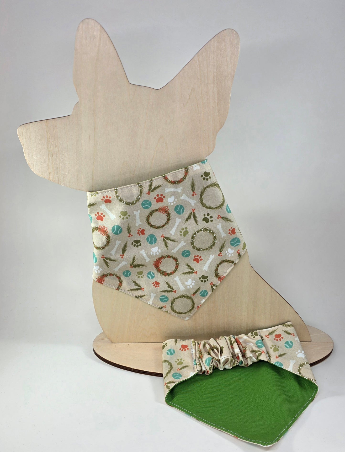 Scrunchie Dog Bandana - Tennis Balls and Wreaths
