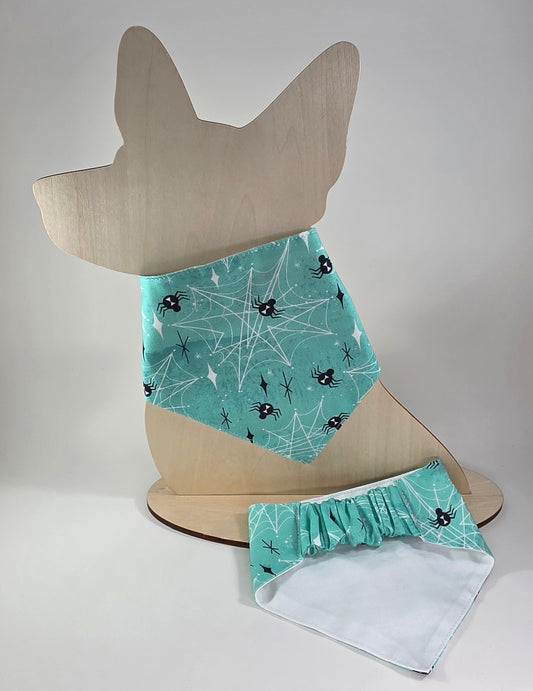 Scrunchie Dog Bandana - Spider on Green