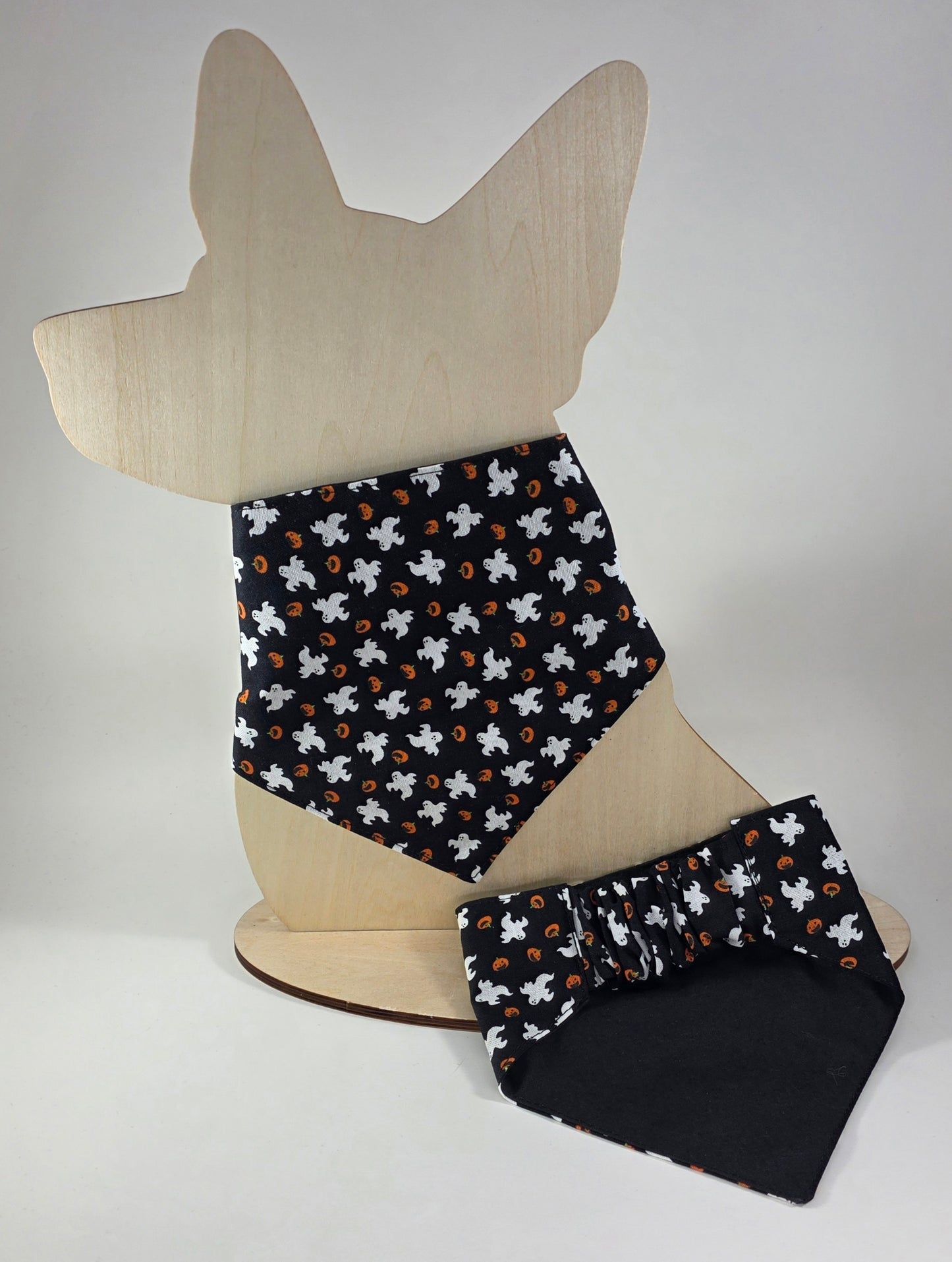 Scrunchie Dog Bandana - Mini Ghosts and Pumpkins